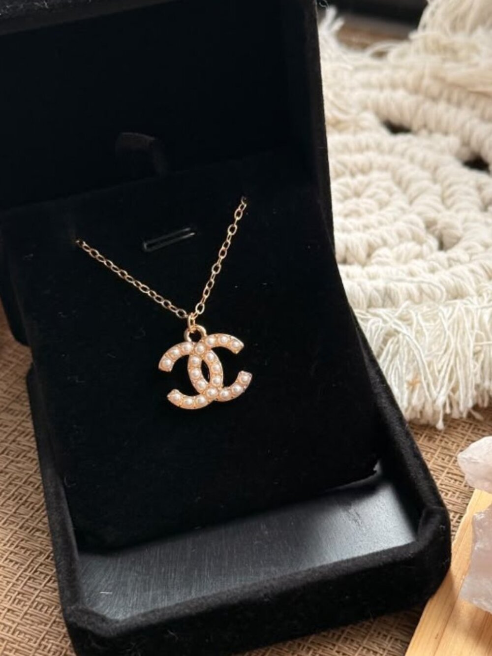 ONLY 1! Vintage CC Pearls Small logo Upcycled Necklace